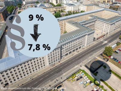 Der Entwurf des Jahressteuergesetzes 2024 sieht für den Durchschnittssatz der Umsatzsteuerpauschalierung eine weitere Absenkung vor (Foto: Bundesministerium der Finanzen/ Photothek, Canva)