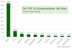 China führt unangefochten die Liste der TOP 10 Schweinehalter der Welt an