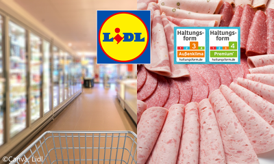 Der Discounter Lidl kündigte heute an, auch die Wurstwaren auf höhere Haltungsstufen umstellen zu wollen. ©Canva, Lidl, www.haltungsform.de