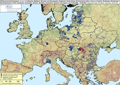 Karte: ASP in Europa, Stand 10.06.2025 ©FLI