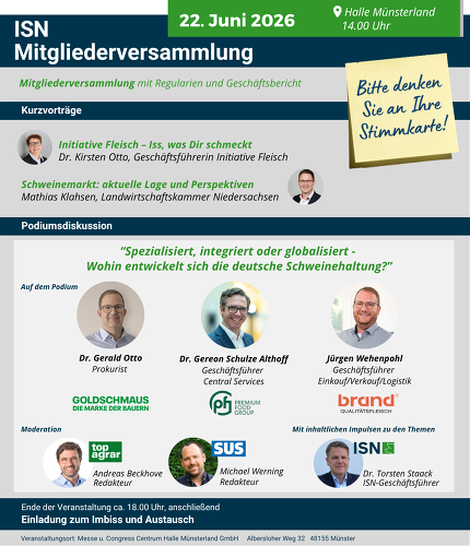 Das angepasste Programm für die ISN-Mitgliederversammlung 2026 - Klarer Tenor für den Nachmittag: Markt, Markt, Markt! Melden Sie sich jetzt an und diskutieren Sie mit!