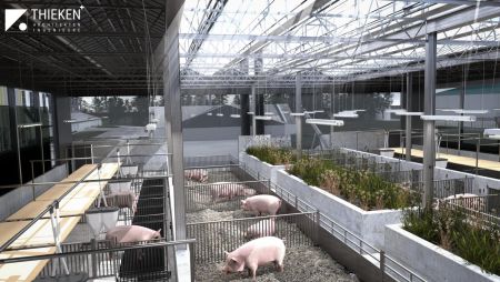 Im Versuchs- und Bildungszentrum Landwirtschaft Haus Düsse der Landwirtschaftskammer Nordrhein-Westfalen sind zwei neue Modellställe für die Schweinehaltung errichtet worden (© MLV NRW)