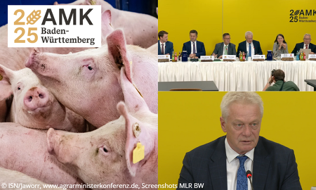 Auf der AMK wurde unter anderem über den Umgang mit dem Tierhaltungskennzeichnungsgesetz diskutiert ©ISN/Jaworr, agrarministerkonferenz.de, Screenshots MLR BW